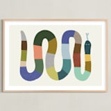 "Quilted Snake" - Art Print in Muted Multi by Kelly Watkins - Framed