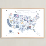 "United States of Flowers" - Art Print in Blue Moon Glycine by Another Please - Framed