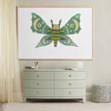 "Midnight Moth" - Art Print in Ocean Teal by Sarah Hand - In a Room