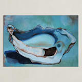 "Oyster Blues" - Art Print in Peacock Blue by Christa Wall - Unframed