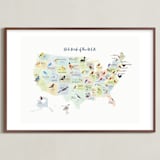 "State Birds of the USA" - Art Print in Natural by Cynthia Jacquette - Framed