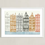 "On the Canal" - Art Print in brick by Griffinbell Paper Co. - Framed