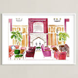 "Nightcap at the Bowery" - Art Print in Earthy Reds by Jessica June Avrutin - Framed