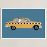 "New York" - Personalized Art Print in Taxi by Jenna Holcomb - Framed