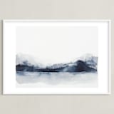 "Alaska from Sea" - Art Print in Navy by Kelsey McNatt - Framed