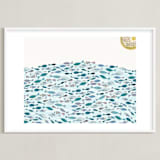 "Ocean Abundance" - Art Print in Ocean Blue by Bethania Lima - Framed