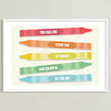 "Colorful Crayons" - Art Print in Rainbow by Sarah Cohn - Framed