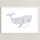 "Lined Animals II" - Art Print in OCEAN BLUE by Jayne Alfieri - Framed
