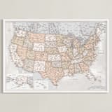 "Detailed map of the USA in rustic styles" - Art Print in Lucille browns by Rosana Laiz Blursbyai - Framed