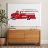 "Vintage FireTruck" - Personalized Art Print in Flame by frau brandt - In a Room