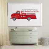 "Vintage FireTruck" - Personalized Art Print in Flame by frau brandt - In a Room