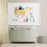 "Globetrotters" - Art Print in Ocean Blue by ERAY - In a Room