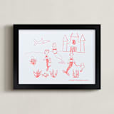 "Your Drawing as Letterpress Art Print" - Custom Letterpress Print in Neon Coral by Minted - Framed
