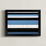 "Dockside Tranquility" - Art Print in Ocean Blue by Annie Seaton - Framed