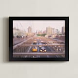 "Brooklyn Bridge Abstract" - Art Print in Blush by Ann Hudec - Framed