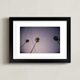 "Pink Palms" - Art Print in Sunset Violet by Kitty Seeber - Framed
