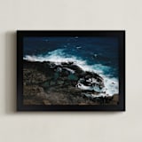 "Tidal Pools & Crashing Waves" - Art Print in Teal Ocean by Whitney Todd - Framed