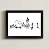 "London Skyline" - Art Print in Shades of Grey by Kelsey McNatt - Framed