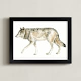 "Wolf Watercolour Study" - Art Print in Olive Taupe by Eve Schultz - Framed