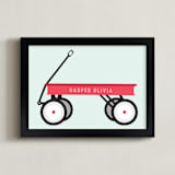 "Little Red Wagon" - Personalized Art Print in Mint by Alexandra Cohn - Framed