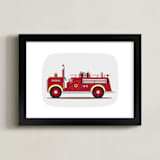 "Red Fire Truck #2" - Art Print in Vintage Engine red by Rebecca Marchese - Framed