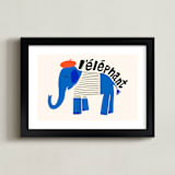 "French Elephant" - Art Print in Blueberry by Morgan Kendall - Framed