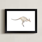 "Watercolor Leaping Kangaroo" - Art Print in Kangaroo Grey by Lauren Rogoff - Framed