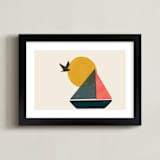 "Graphic Sailboat" - Art Print in Sea Blue by Daily Design Co - Framed