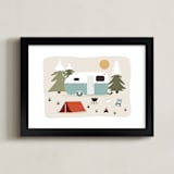 "Happy Camper" - Art Print in Toasted Marshmallow by Christie Garcia - Framed