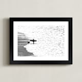 "Beach Dog" - Art Print in Pebble by Leslie Le Coq - Framed