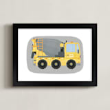"The Cement-Mixer Truck" - Art Print in Mixer Yellow by Rebecca Marchese - Framed