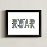 "Dino Roar" - Art Print in Shadow by Heather Schertzer - Framed