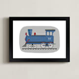 "Vintage Train Engine" - Art Print in Blue Valley by Rebecca Marchese - Framed