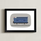 "Vintage Tinder Car Train" - Art Print in Blue Valley by Rebecca Marchese - Framed