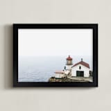 "The Lighthouse" - Art Print in Ocean Blue by Annie Montgomery - Framed