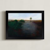 "Misty Shoreline" - Art Print in Shadow Green by Robert Deem - Framed