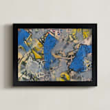 "The Definition Complete" - Art Print in Blue and Neutral by Angela Simeone - Framed