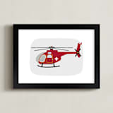 "Red Rescue Helicopter" - Art Print in Redder by Rebecca Marchese - Framed