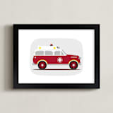 "Red Rescue Ambulance" - Art Print in Red rescue by Rebecca Marchese - Framed