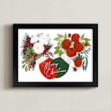 "Christmas floral mittens" - Art Print in Snow by Rosana Laiz Blursbyai - Framed