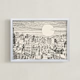 "City Blues" - Art Print in Sand by Catilustre - Framed