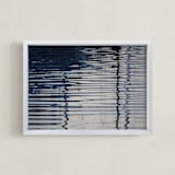 "Looking Glass" - Art Print in watery indigo blue by Sea and Sky - Framed