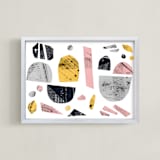 "Boats on a river" - Art Print in light and fun by Susanne Kasielke - Framed