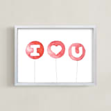 "I Heart U Balloons" - Art Print in Rose by Belia Simm - Framed