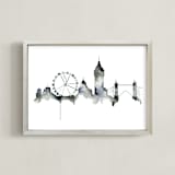 "London Skyline" - Art Print in Shades of Grey by Kelsey McNatt - Framed