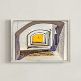 "Arches of Santorini" - Art Print in Lemon Yellow by Pamela Viola - Framed