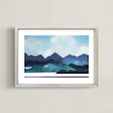 "Mountain Ridges" - Art Print in Mountain Blue by AlisonJerry - Framed