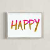 "Happy Happy Letters" - Art Print in Bright Pink by Christina Flowers - Framed