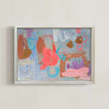 "Disco in the Garden" - Art Print in Glow Globe Blue by Nicole Simms - Framed