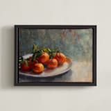 "Oranges on a Plate" - Art Print in Clementine by Wendy Keller - Framed Canvas